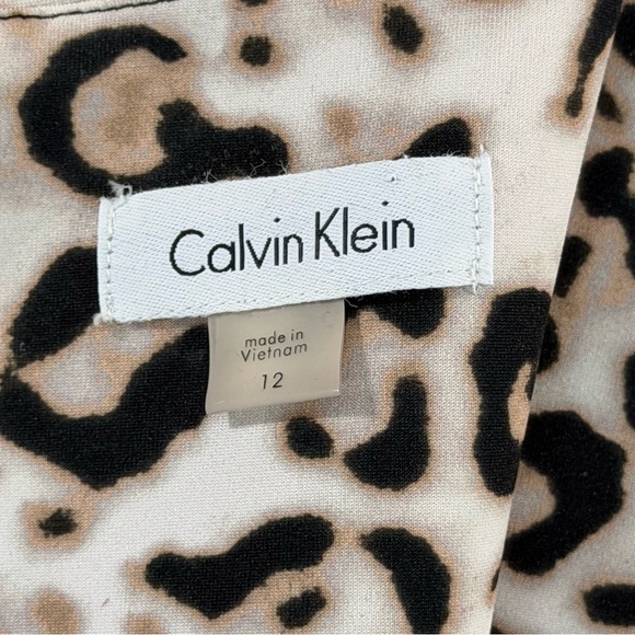 Calvin Klein Leopard Print Fitted Dress 12 Stretchy Date Night Office Siren - Picture 10 of 12